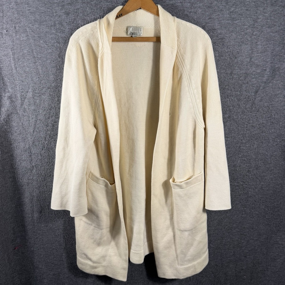 Vintage Hand Knit Cardigan Sweater  Open Front Oversized Cabin Cozy Minimalist M